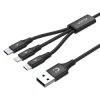 Kabel USB 3w1 Ładujący C14049BK MicroUSB/USB-C/Lightning UNITEK, Czarny