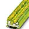 Protective conductor terminal, push-in connection, 0.14-1.5 mm², 2 pole, 6 kV, yellow/green, 3208139