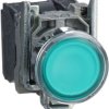 Pushbutton, illuminable, groping, 1 Form A (N/O) + 1 Form B (N/C), waistband round, green, mounting Ø 22 mm, XB4BW33B5