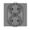 MINI Gniazdo podwójne z uziemieniem schuko (bez przesłon torów prądowych) szary mat 27MGP-2s KARLIK