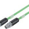 Sensor actuator cable, M12-cable plug, straight to M12-cable plug, straight, 8 pole, 2 m, PUR, green, 0.5 A, 79 9722 020 08