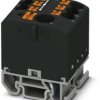 Distribution block, push-in connection, 0.14-4.0 mm², 7 pole, 24 A, 8 kV, black, 3274180