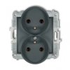 ICON Mechanizm gniazda podwójnego do ramki z uziemieniem 2x(2P+Z) (bez przesłon torów prądowych) grafitowy mat 28IGPR-2z