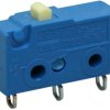 Subminiature snap-action switch, On-On, solder connection, pin plunger, 1.5 N, 6 (2) A/250 VAC, IP40, 1050.0102