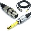 KABEL MIKROFONOWY 1m XLR ŻEŃSKI JACK 6,3 TS MONO DO MIKROFONU VITALCO MK17