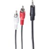 Adapter cable, 5 m, black, 3.5 mm stereo jack plug, straight to 2 x RCA plug, straight, BS30832-5