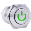 Przycisk wandal. chwil. płaski 12mm ziel. POWER