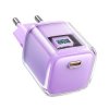 Zasilacz - ładowarka sieciowa 5V/3A 9V/3A 12V/2,5A Pd/30W USB-C Acefast A53 GaN szybka z wyświetlaczem fiolet