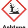 Hazardous goods sign, symbol: GHS09/text: "Achtung", (W) 26 mm, plastic, 013.34-9-37X26-W1 / 36 ST