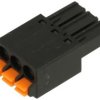 Łączówka; rozłączna; 0225-0803; 3 tory; R=3,50mm; 21,4mm; 8A; 300V; na przewód; proste; otwór okrągły; czarny; Dinkle; RoHS