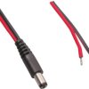 DC connection cable, 300 mm, red/black, plug 2.1 x 5.5 mm, straight to open end, 075108