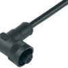 Sensor actuator cable, cable socket, angled to open end, 6 pole + PE, 2 m, PVC, black, 8 A, 79 0238 20 07
