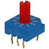 Nastawnik kodu; obrotowy; BCD; RS35007; 10 pozycji; przewlekany (THT); z gałką; 25mA; 24V DC; czerwony; niebieski; KLS; RoHS