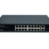 Switch 16x PoE 10/100 Mbps 802.3af/at + 2x Uplink 100/1000 Mbps, 250W, tryb Extend (250m)