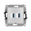 ICON Gniazdo podwójne 2xUSB A-A 3.0 bez pola opisowego srebrny metalik 7IGUSBBO-6 KARLIK