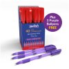Swash BBT40RD 40 Premium Triangle BP Rubber Grip Purple Red Pens - 3 FREE