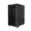 Szafa instalacyjna RACK stojąca 19 22U 800X1000 czarna, drzwi szklane LCD LANBERG (FLAT PACK) V2 FF01-8022-12BL