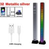 Wskaźnik wysterowania audio 32LED zasilany poprzez USB srebrny