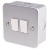 Włącznik światła, 6A, 240V, 2-przyciskowy, 2-biegunowy, IP20 RS Metalclad, RS PRO