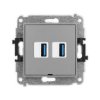 Icon Mechanizm Gniazda Podwójnego 2Xusb A-A 3.0, Bez Pola Opisowego Szary Mat...