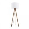 Lampa podłogowa z drewnianymi nogami w kolorze orzecha z białym abażurem GRAND 16003 TK Lighting