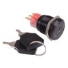 2 Position Latching 19mm Black Stainless Steel Key Switch IP40 NO/NC