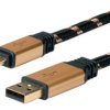 Kabel USB Złącze A USB A Złącze B Mini USB B dł. 3m Przewód USB USB 2.0 kolor: Czarny/Złoty