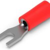 Insulated forked cable lug, 0.25-1.6 mm², AWG 22 to 16, red, 165004