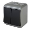 JUNIOR IP54 Wyłącznik podwójny świecznikowy podświetlany popielaty / grafitowy 30WHE-2L KARLIK