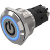 Vandal-proof pushbutton switch, silver, illuminated (blue), 3 A/240 V, 22 mm, IP65/IP67, 82-10-002061