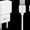 44985 USB charger, dual, 5 V, 2.4 A, microUSB, white