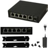 Switch desktop 6x port RJ45 (Gigabit Ethernet, w tym 4x PoE+ i 2x UpLink ) 30W, przełącznik niezarządzalny z zasilaczem