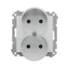 SIMON 55 Gniazdo podwójne bez uziemienia z przesłonami szybkozłącza aluminium mat TG2MCZ.01/143 KONTAKT SIMON