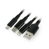 Przewód M-Life 3w1 USB typ A + microUSB + Lightning + USB typ C 2.0 czarny 1m