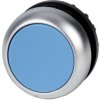 Pushbutton switch, unlit, latching, waistband round, blue, front ring silver gray, mounting Ø 22.5 mm, 216623