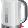 Bosch Haushalt TWK6A511 Czajnik bezprzewodowy, ochrona przed przegrzaniem biały, ciemnoszary Pojemność: 1.7 l