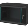 Szafka rack wisząca 19 4U 600x450, drzwi szklane, kolor czarny FLAT PACK