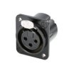 XLR panel socket, 3 pole, silver-plated, 2.5 mm², AWG 14, zinc die casting, NC3FD-LX-M3-BAG