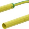 Safety measuring lead with (4 mm lamella plug, straight) to (4 mm lamella plug, straight), 0.5 m, yellow/green, PVC, 1.0 mm², CA