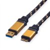ROLINE GOLD USB 3.2 Gen 1 Kabel, USB A - Micro B, M/M, 2 m