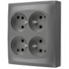 Gniazdo zasilające poczwórne SIMON Aquaclick natynkowe IP20 szare 4x [2P+Z] 16A Kontakt Simon ACGZN4/16