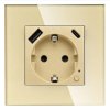Gniazdo elektryczne Schuko z USB A+C 20W z pomiarem energii (watomierz) ZigBee złote podtynkowe z ramką szklaną - TAWOIA Smart H