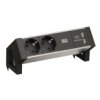 Bachmann Desk2 Alu Black 2X Gniazdo Z Uziemieniem 1X Ładowarka Usb