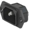Panel plug C14, 3 pole, screw mounting, plug-in connection, black, 6100.3200
