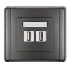 FLEXI Gniazdo podwójne 2xUSB-AA 3.0 grafitowy 11FGUSB-6