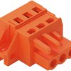 Socket header, 3 pole, pitch 5.08 mm, angled, orange, 231-303/031-000
