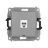ICON Mechanizm gniazda telefonicznego pojedynczego 1xRJ11, 4-stykowy, beznarzędziowe, bez pola opisowego szary mat 27IGTBO-1