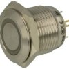 Przełącznik; przyciskowy; GQ16F-10E/JG/5V/S; OFF-(ON); 1 tor; podświetlenie LED 5V; zielony; ring; monostabilny; na panel; 2A; 3