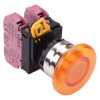 YW4L-M4E02Q0A Amber 22mm Metal Bezel Mushroom Momentary Push Button Switch 2NC IP65 IDEC