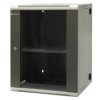 Szafa wisząca dzielona 19 15U, drzwi blacha/szkło, ściągane osłony boczne z zamkiem, tył zamek 600×550×770 szer./gł./wys. mm R